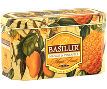 Herbata Basilur Mango & Pineapple – luksusowa czarna herbata w ozdobnej puszce.