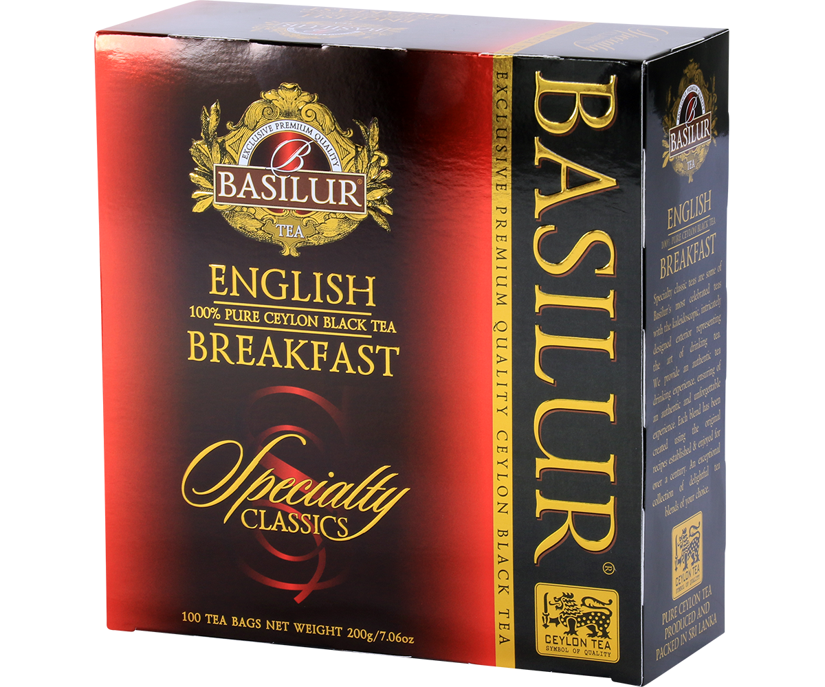 Pudełko herbaty Basilur English Breakfast z kolekcji Specialty Classics.