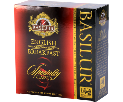 Pudełko herbaty Basilur English Breakfast z kolekcji Specialty Classics.