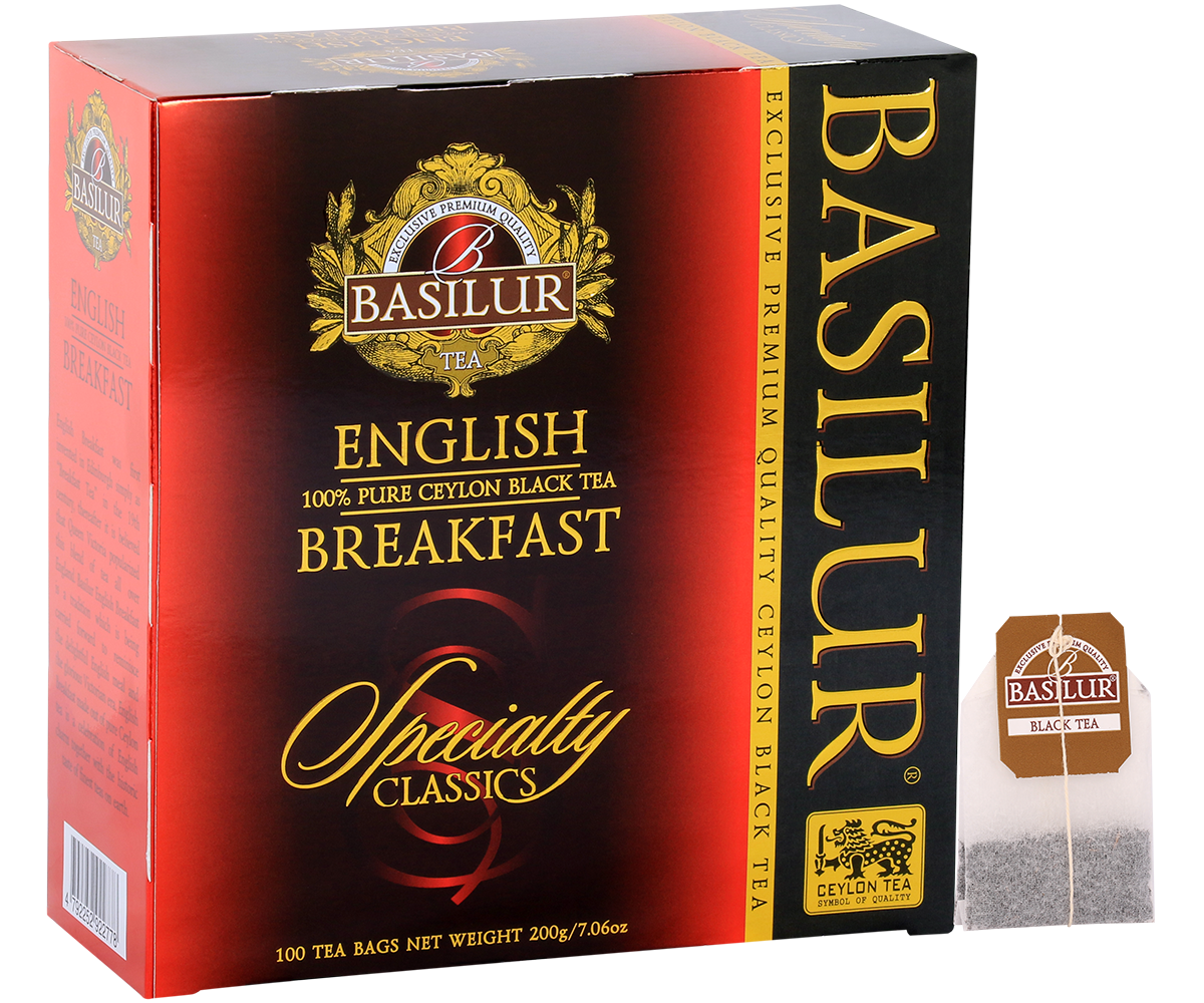 Opakowanie herbaty Basilur English Breakfast – klasyczna czarna herbata cejlońska 100 x 2 g.
