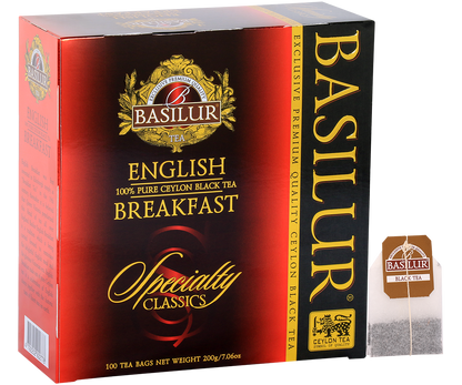 Opakowanie herbaty Basilur English Breakfast – klasyczna czarna herbata cejlońska 100 x 2 g.