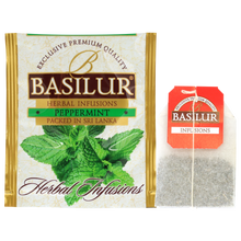 Herbata Basilur Peppermint w kopertach.
