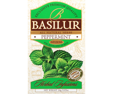 Przód opakowania herbaty Basilur Peppermint z kolekcji Herbal Infusions.