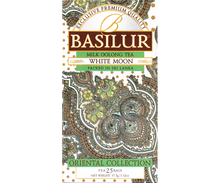 Opakowanie Basilur White Moon – mleczna herbata Oolong o delikatnym smaku.