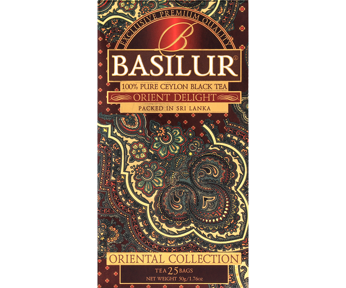 Basilur Orient Delight – front opakowania z motywem paisley.