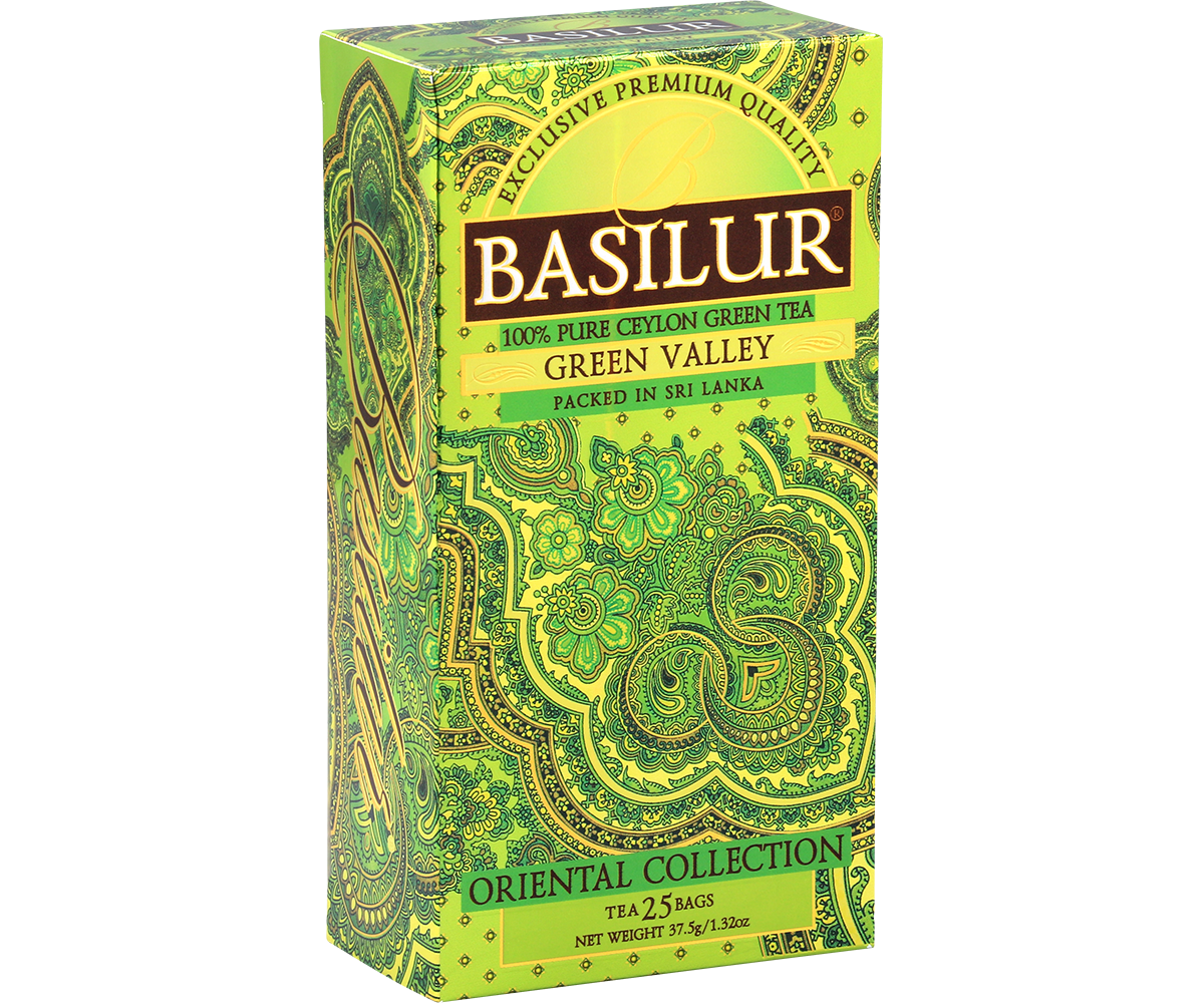 Herbata Basilur Green Valley z kolekcji Oriental Collection – widok z prawej strony.