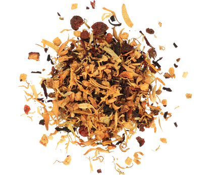 Susz herbaciany Basilur Blood Orange – mieszanka owoców, kwiatów i ziół.