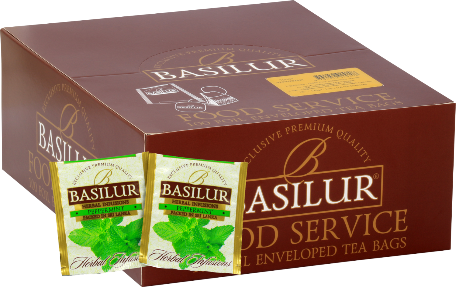 Opakowanie Basilur Peppermint 100 kopert, herbata ziołowa z mięty pieprzowej.