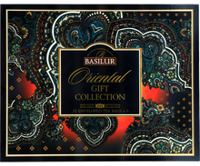 Front eleganckiego opakowania Basilur Oriental Gift Collection z orientalnym wzorem.