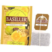 Koperta i torebka herbaty Basilur Lemon & Lime z serii Magic Fruits.