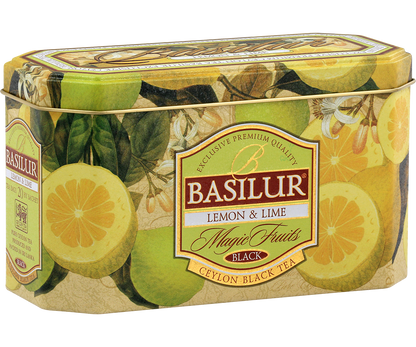 Zestaw herbaty Basilur Lemon & Lime – aromatyczna herbata owocowa w puszce.