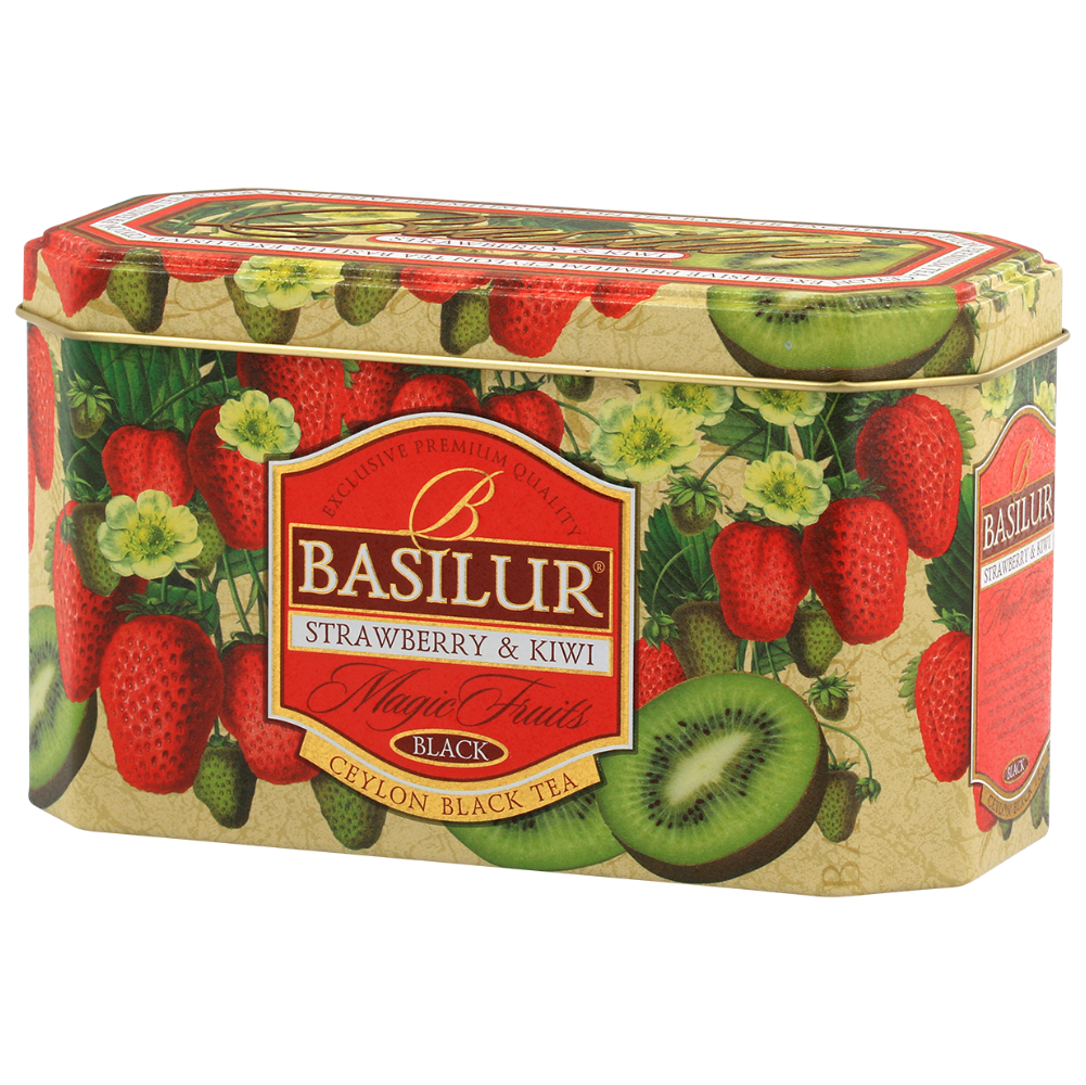 Zestaw_herbaty_Basilur_Strawberry_Kiwi_czarna_herbata_owocowa_w_puszce.