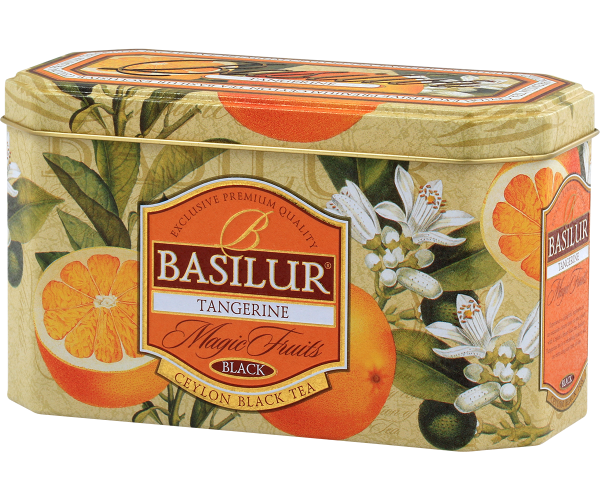Zestaw herbaty Basilur Tangerine – aromatyczna czarna herbata w puszce.
