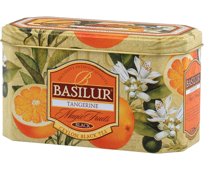 Zestaw herbaty Basilur Tangerine – aromatyczna czarna herbata w puszce.
