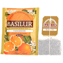 Koperta i torebka herbaty Basilur Tangerine z serii Magic Fruits.