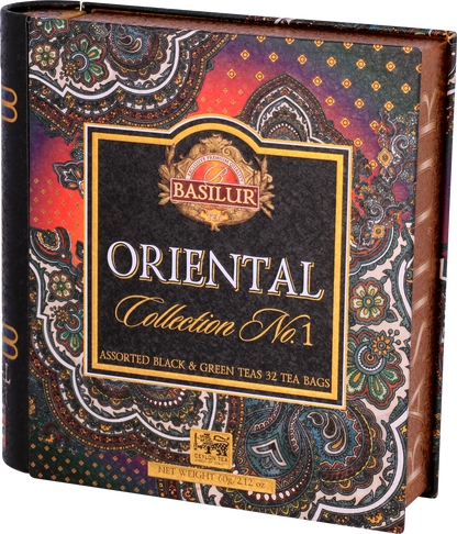 Pudełko Basilur Oriental Collection No. 1 – kolekcja czarnych i zielonych herbat.