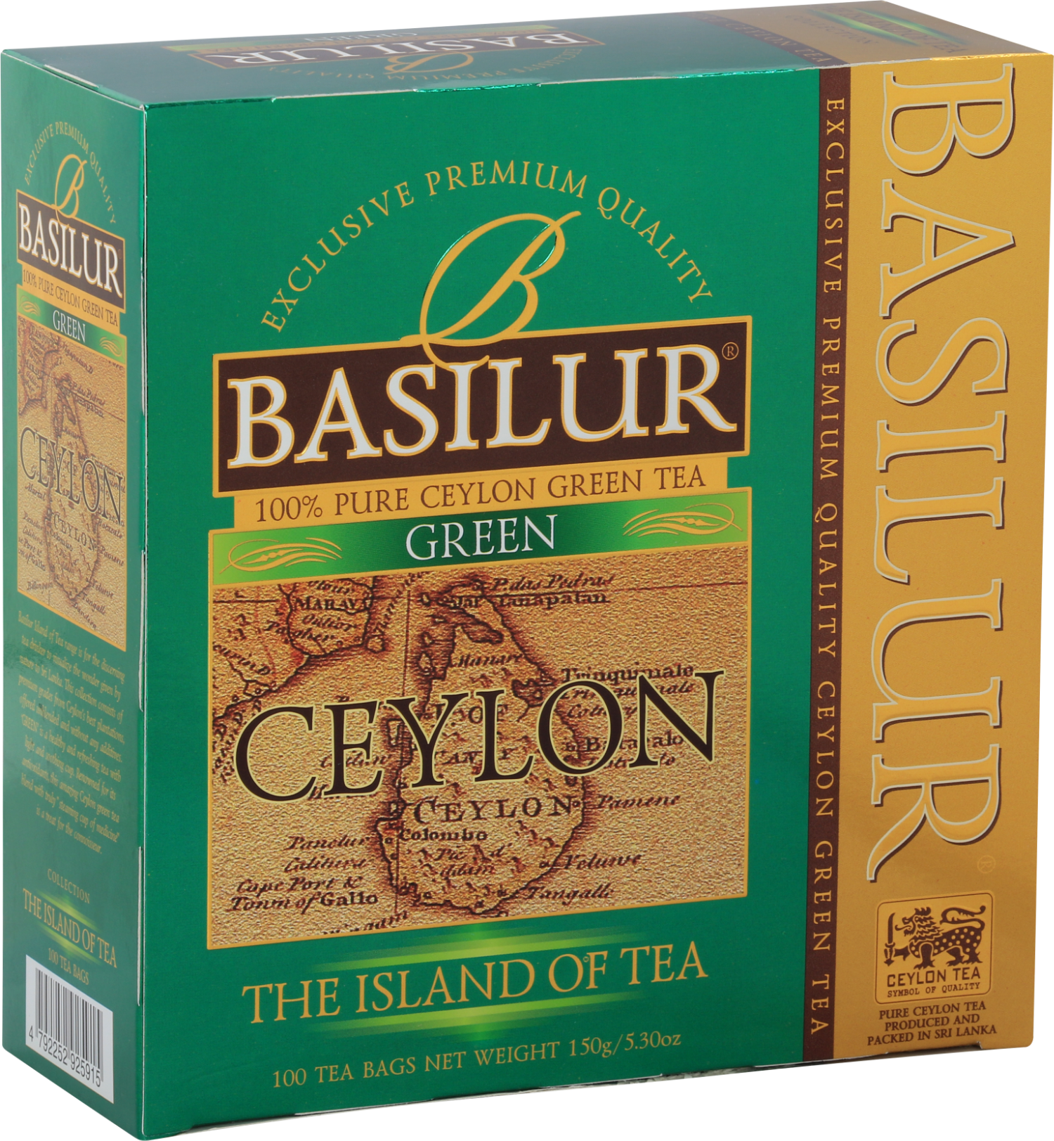 Opakowanie Basilur Green Tea – czysta zielona herbata cejlońska z serii The Island of Tea.