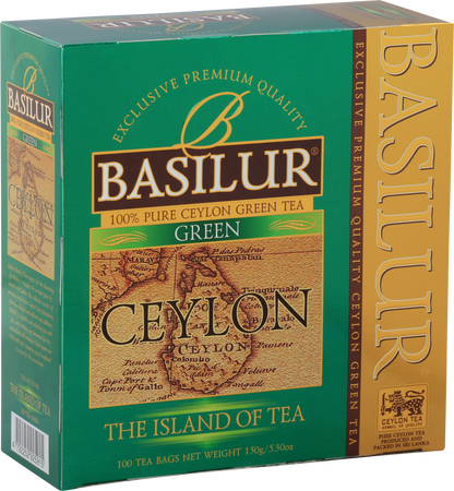 Opakowanie Basilur Green Tea – czysta zielona herbata cejlońska z serii The Island of Tea.