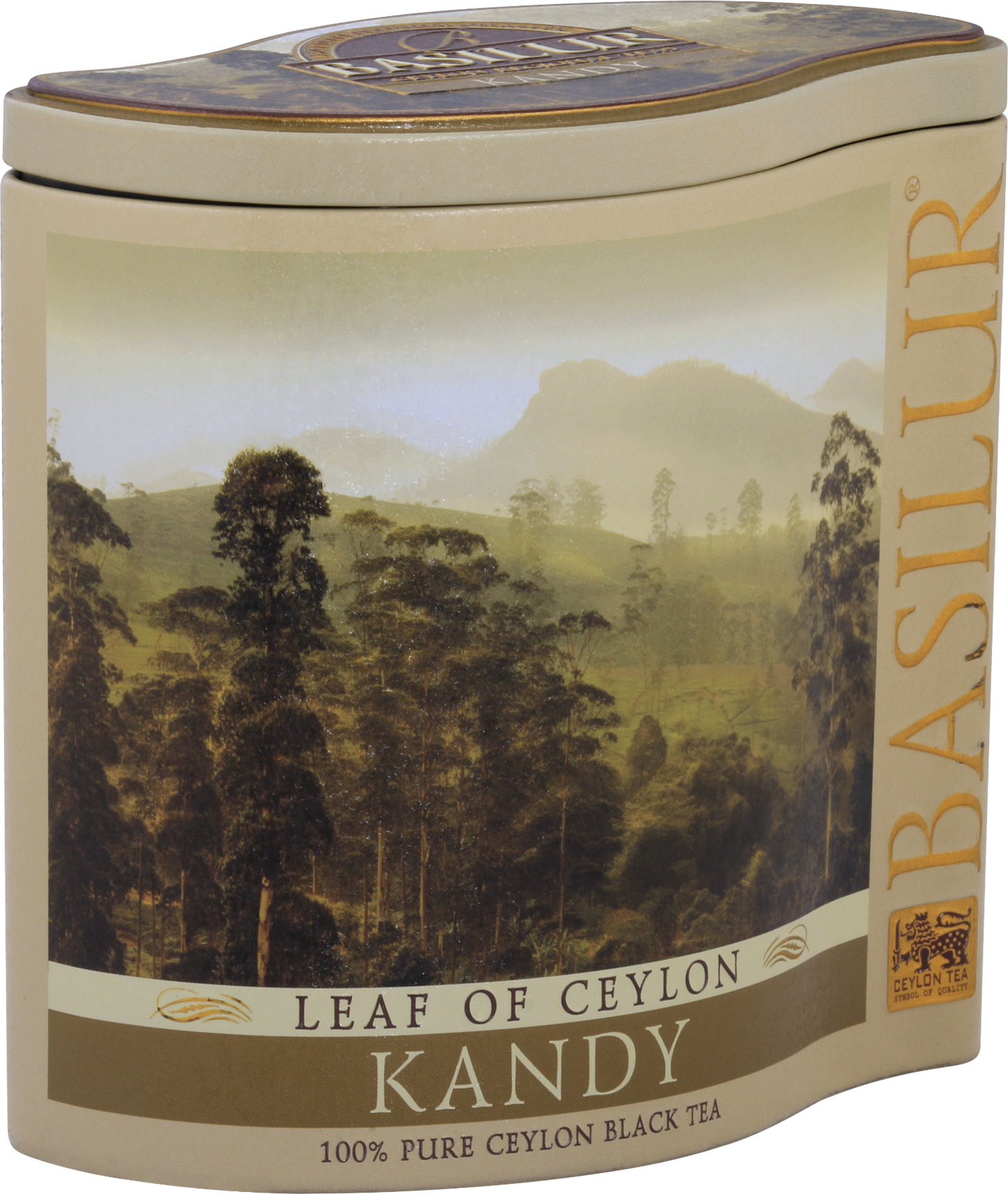 Puszka herbaty Basilur Kandy z widokiem na plantacje Cejlonu.
