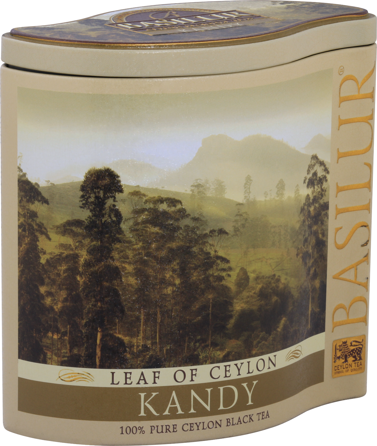 Puszka herbaty Basilur Kandy z widokiem na plantacje Cejlonu.
