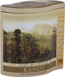 Puszka herbaty Basilur Kandy z widokiem na plantacje Cejlonu.