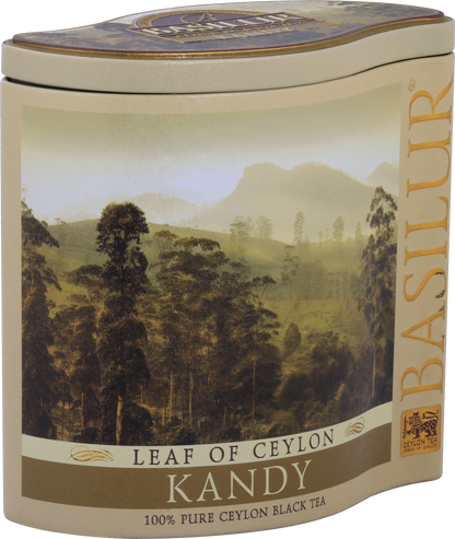 Puszka herbaty Basilur Kandy z widokiem na plantacje Cejlonu.