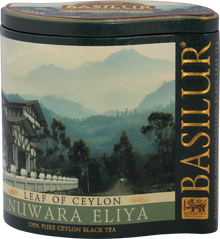 Herbata Basilur Nuwara Eliya w eleganckiej zielonej puszce – czarna herbata cejlońska premium.