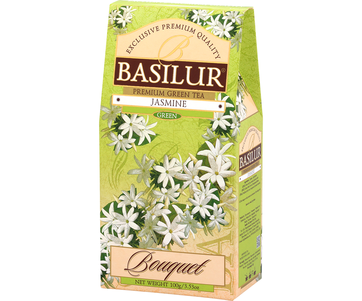 Eleganckie pudełko Basilur Jasmine – zielona herbata jaśminowa 100 g.