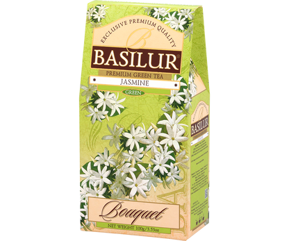 Eleganckie pudełko Basilur Jasmine – zielona herbata jaśminowa 100 g.