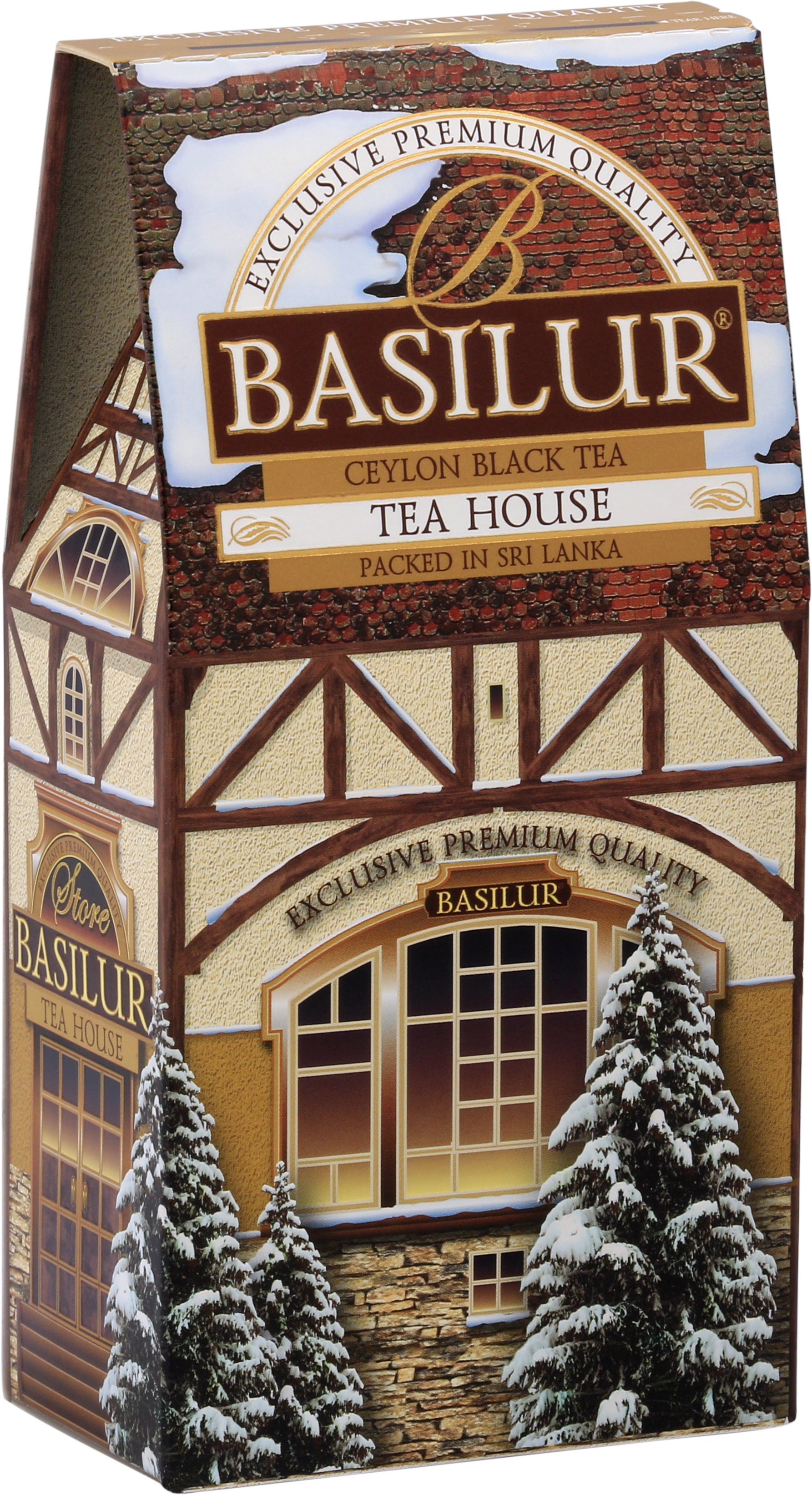 Tylna strona opakowania Basilur Tea House z informacjami o produkcie.