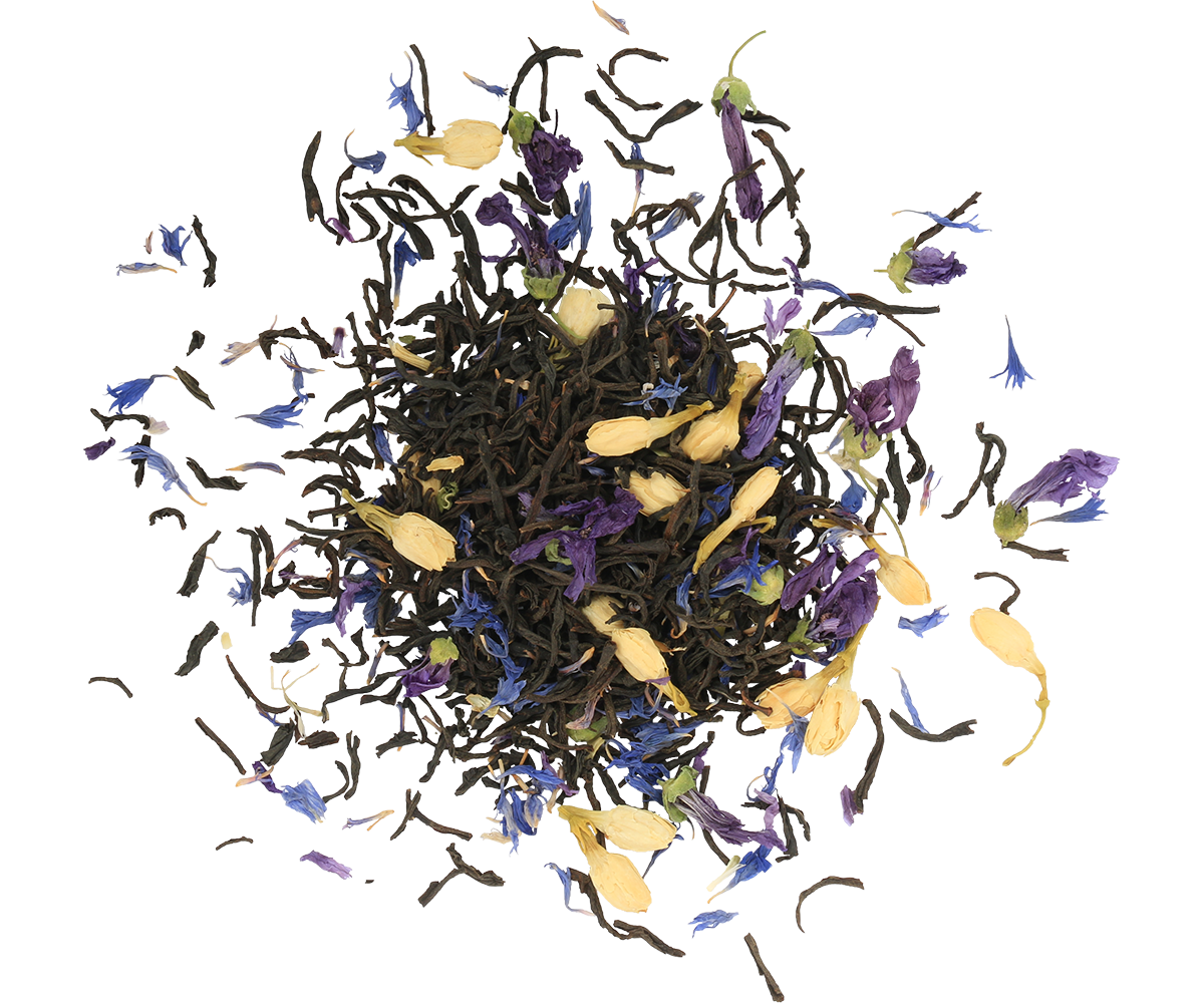 Mieszanka czarnej herbaty cejlońskiej z płatkami jaśminu i bławatka Basilur Tea Book vol. I.