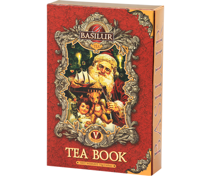 Puszka herbaty Basilur Tea Book vol. V widok boczny z eleganckimi detalami.