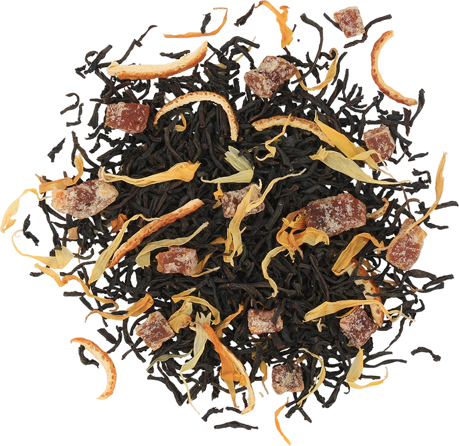 Mieszanka czarnej herbaty cejlońskiej z imbirem i skórką pomarańczy Basilur Frosty Evening.