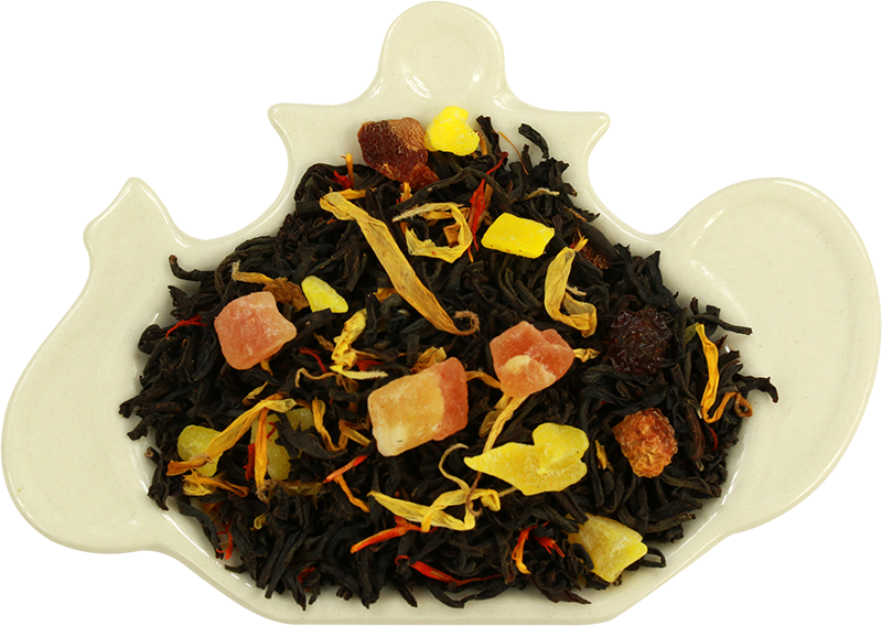 Liściasta herbata Basilur Exotic z kawałkami egzotycznych owoców i płatkami kwiatów