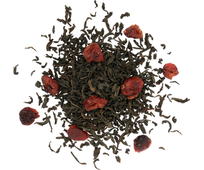 Liście czarnej herbaty Basilur z dodatkiem suszonej żurawiny, aromatyczna zimowa mieszanka.