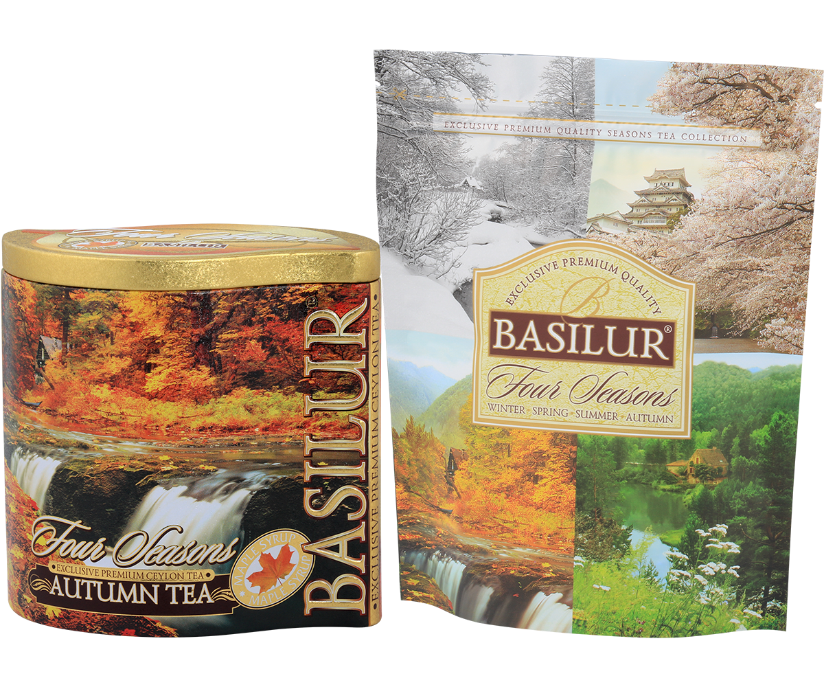 Herbata Basilur Autumn Tea w ozdobnej jesiennej puszce z kolekcji Four Seasons