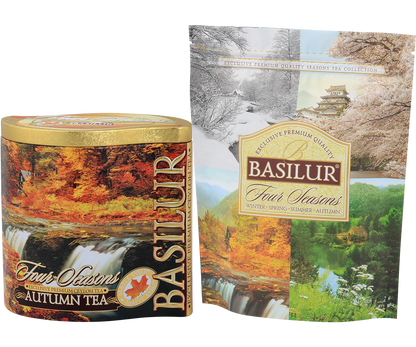 Herbata Basilur Autumn Tea w ozdobnej jesiennej puszce z kolekcji Four Seasons