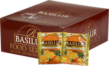 Herbata Basilur Tangerine – czarna herbata cejlońska o smaku mandarynki, opakowanie 100 kopertowanych torebek.