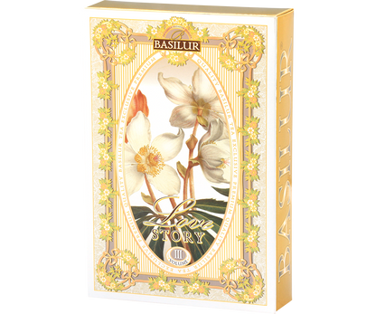Opakowanie herbaty Basilur Love Story vol. III w formie eleganckiej książki.
