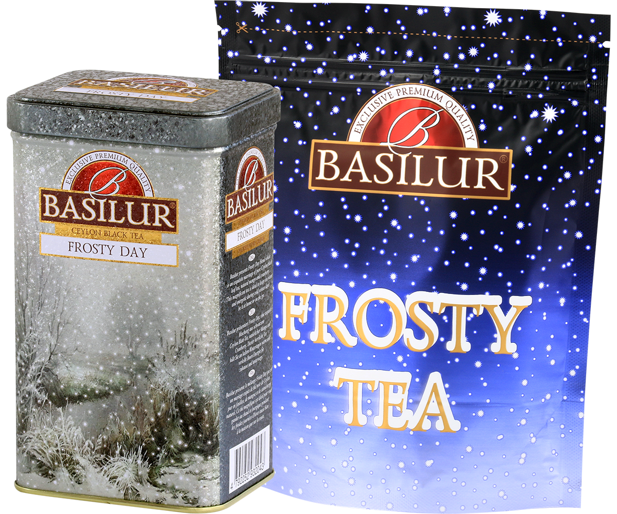 Zestaw Basilur Frosty Day – puszka i opakowanie uzupełniające