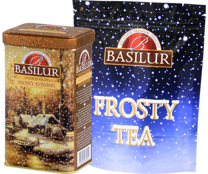 Zestaw Basilur Frosty Evening – puszka i uzupełnienie w opakowaniu refill