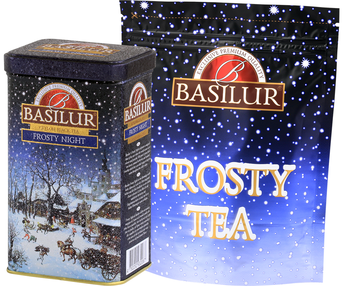 Zestaw Basilur Frosty Night – puszka i opakowanie uzupełniające