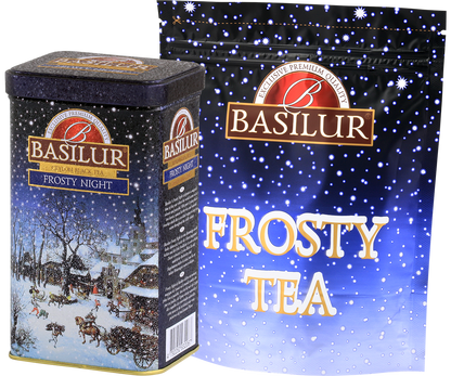 Zestaw Basilur Frosty Night – puszka i opakowanie uzupełniające