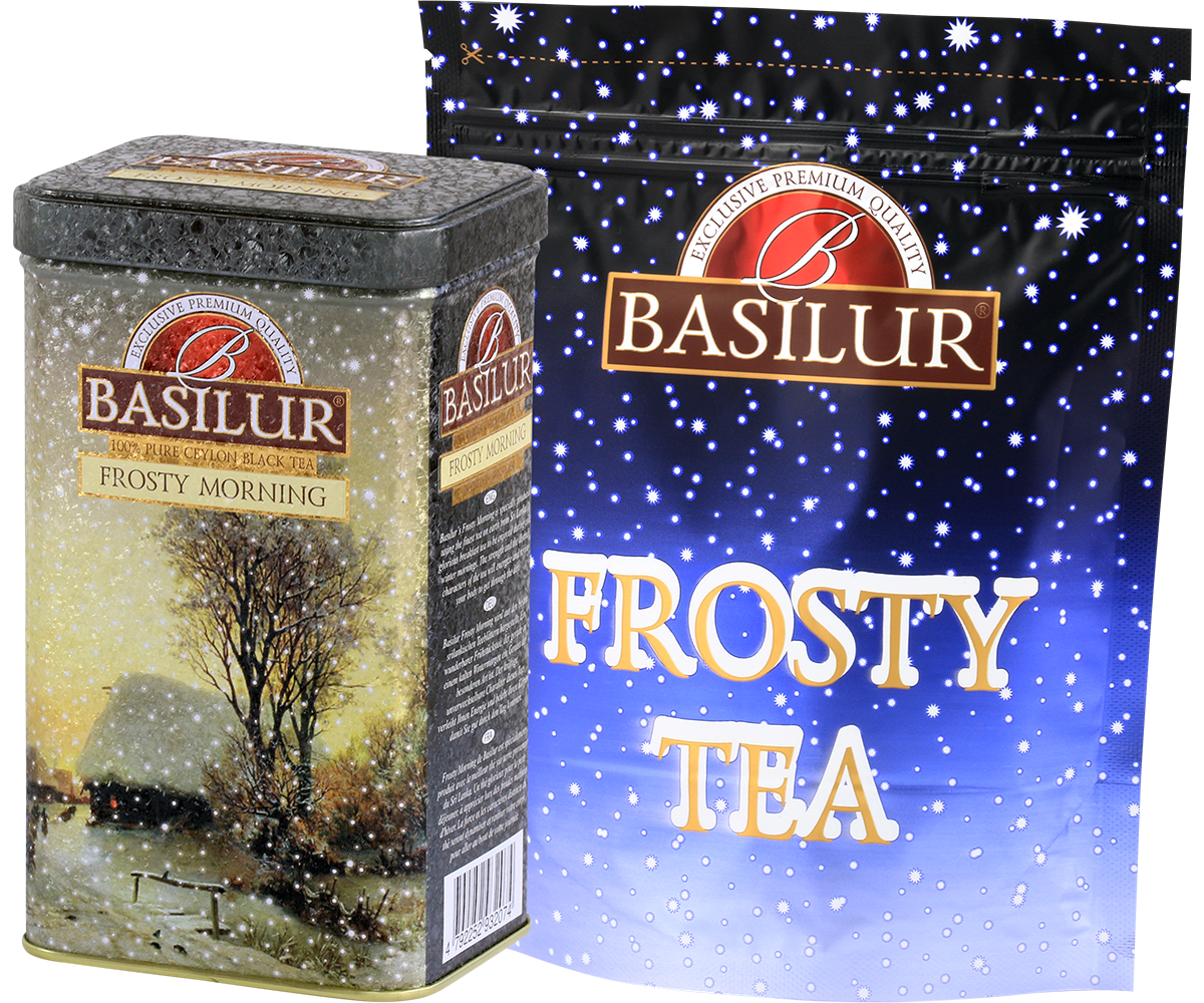 Zestaw Basilur Frosty Morning – puszka i opakowanie uzupełniające