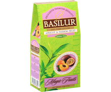 Bok opakowania Basilur Apricot & Passion Fruit z opisem herbaty