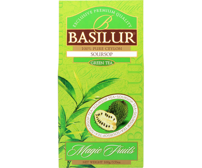 Opakowanie zielonej herbaty Basilur Soursop z kolekcji Magic Fruits