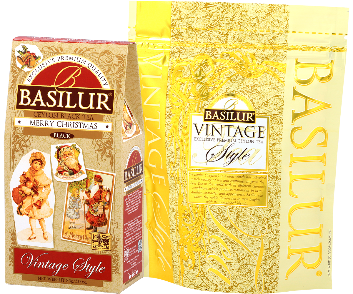 Opakowanie herbaty Basilur Merry Christmas z kolekcji Vintage Style świąteczna herbata cejlońska