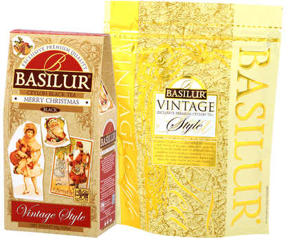Opakowanie herbaty Basilur Merry Christmas z kolekcji Vintage Style świąteczna herbata cejlońska