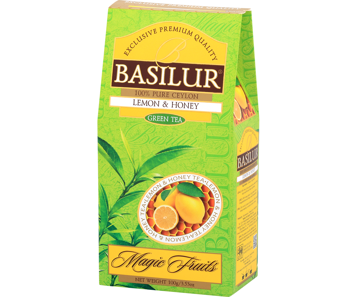 Herbata Basilur Lemon & Honey – zielona herbata z cytryną i miodem, 100 g.
