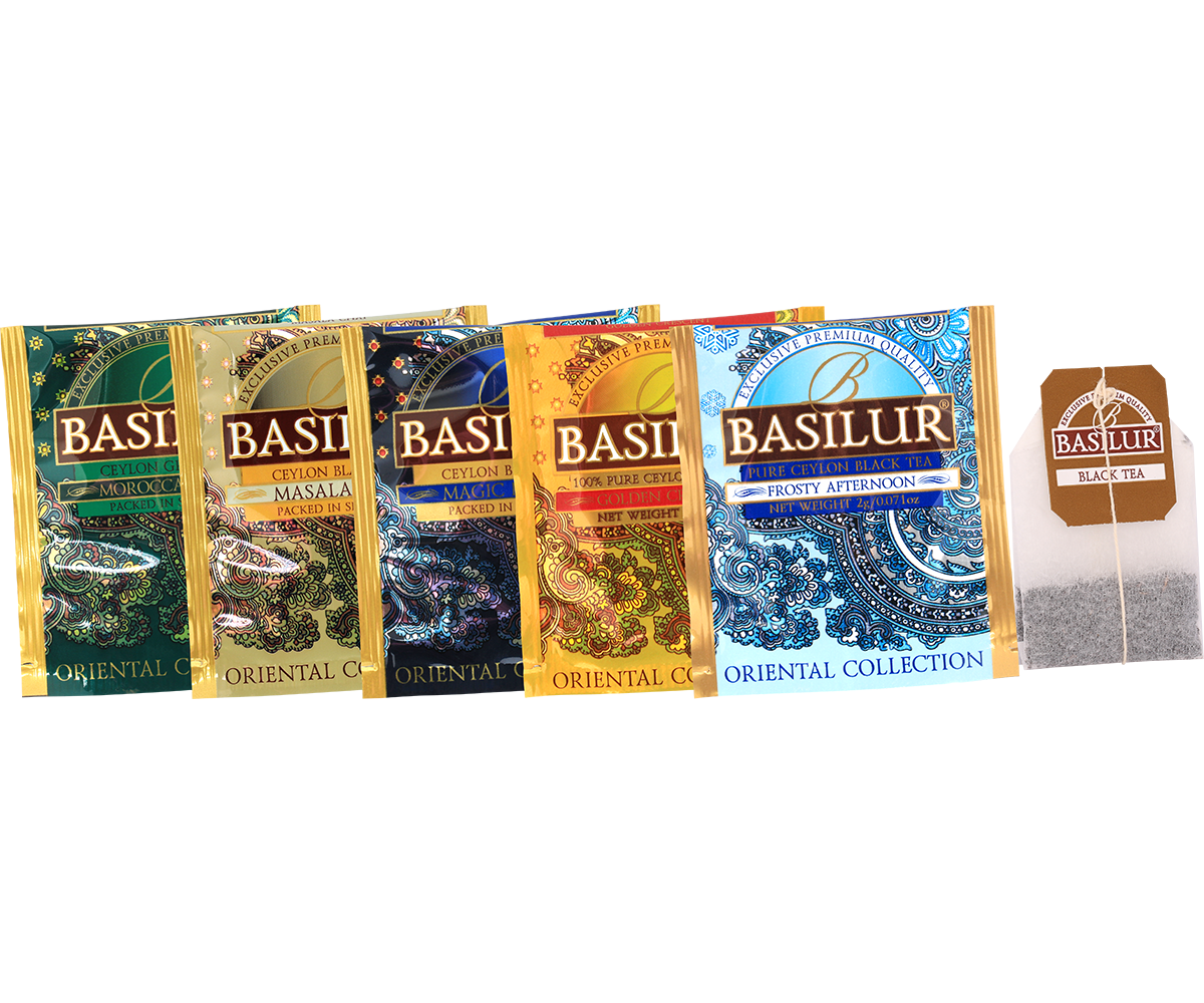 Zestaw kopert herbat Basilur Oriental Collection z pięcioma smakami herbat cejlońskich